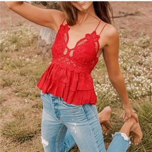 Free people red lace top